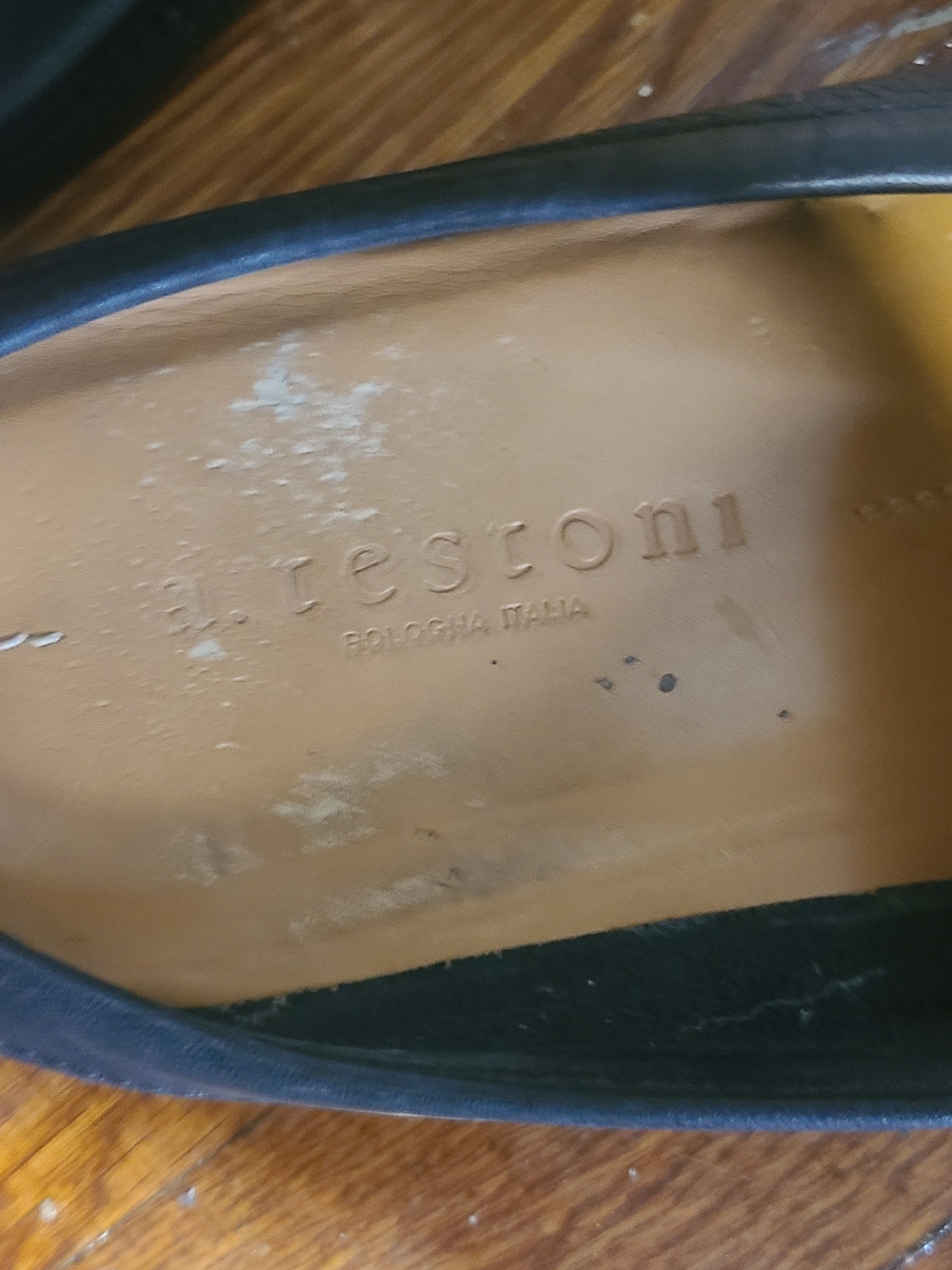 a. testoni Black Leather Penny Loafer